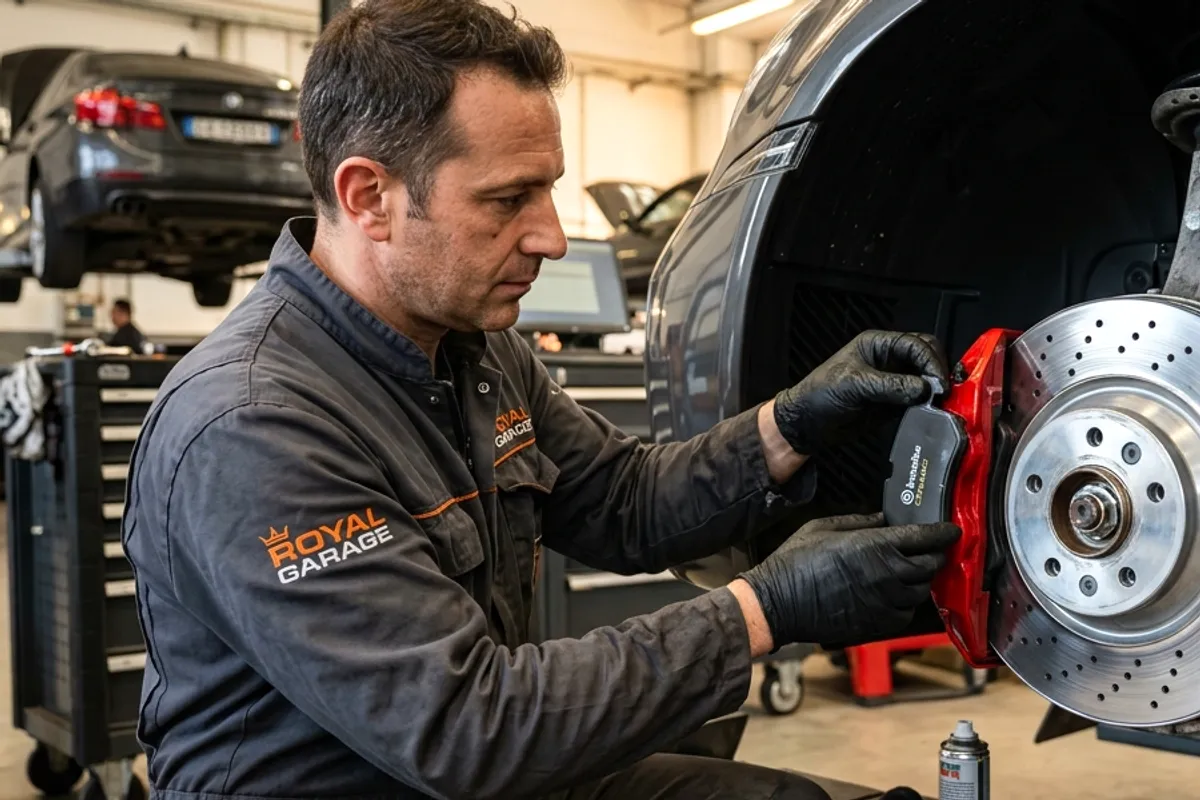 Sports car on a wheel alignment rig after a ride height adjustment